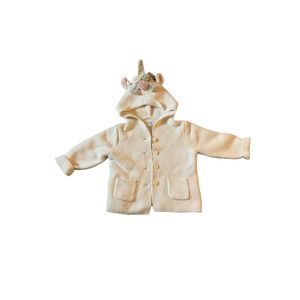 Baby Gap Unicorn Knit Cardigan Sweater Ivory Frost 18-24 Months Girls